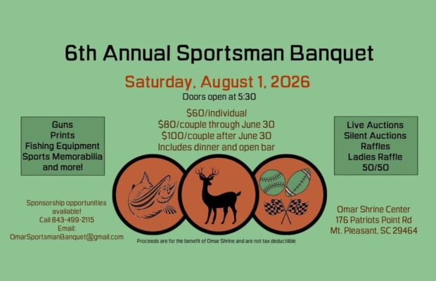 6th Annual Omar Shrine Sportsman Banquet – August 1 6th Annual Omar Shrine Sportsman Banquet – August 1